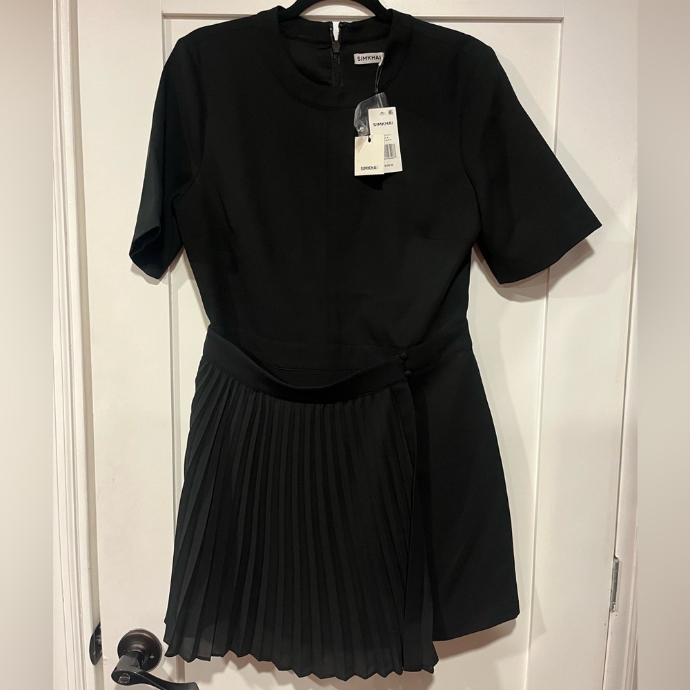 Tyla Pleated-skirt mini dress